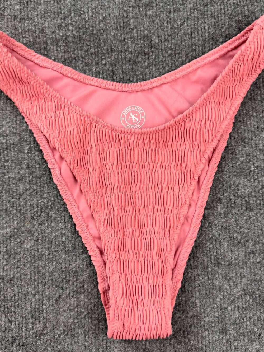 Anna Sitar x PacSun Eco Pink Smocked Bikini Bottoms High Leg Cheeky Swim Size S